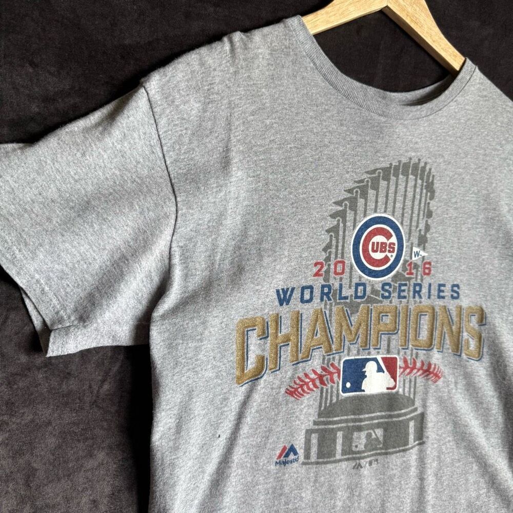 Chicago Cubs 2016 World Series Tee Men's M Gray MLB Delta Collector Shirt - Picture 5 of 13